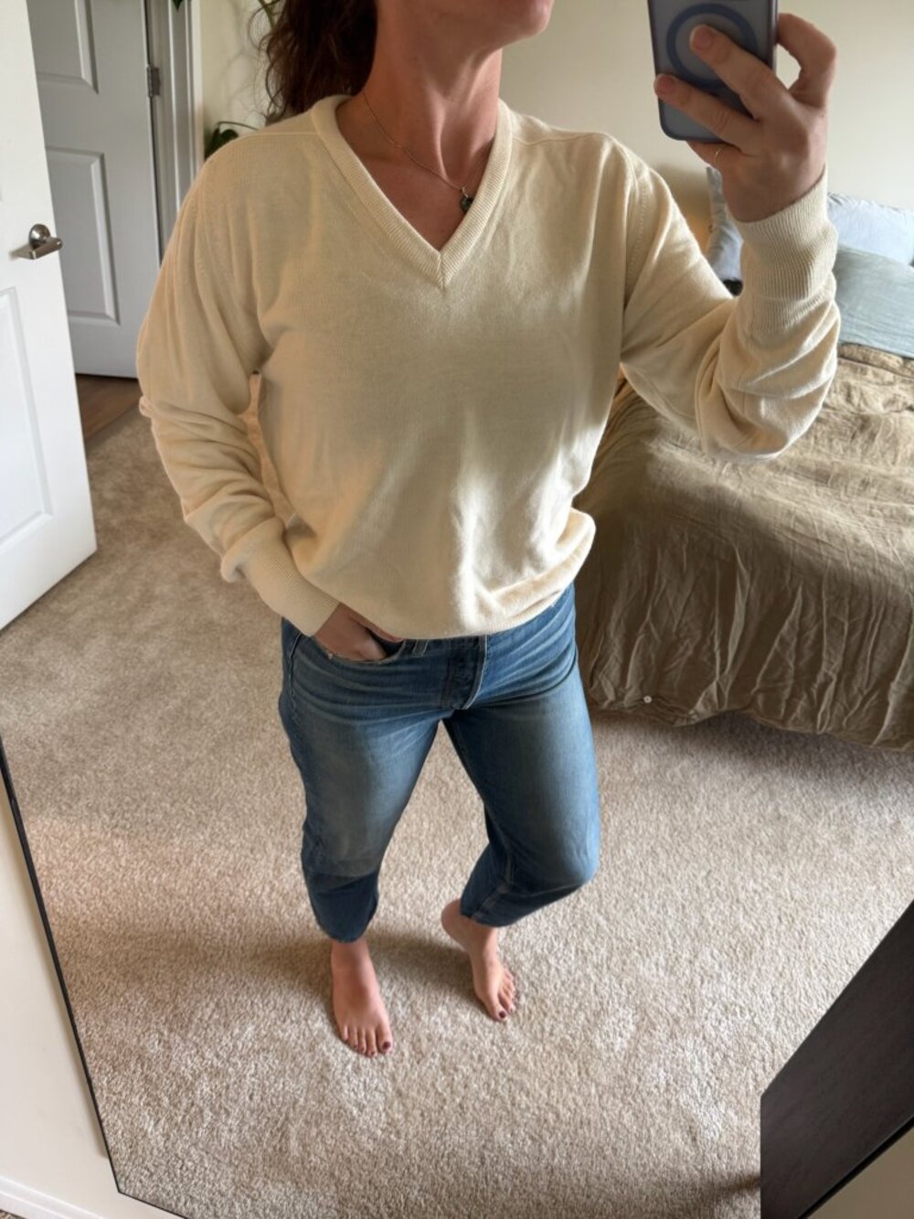 Vintage L.L. Bean Cream Orlon Acrylic Knit Sweater Size Large